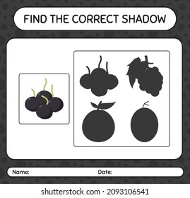 Find the correct shadows game with farkleberry. worksheet for preschool kids, kids activity sheet