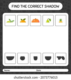Find the correct shadows game with fruits. worksheet for preschool kids, kids activity sheet