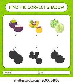 Find the correct shadows game with fruits. worksheet for preschool kids, kids activity sheet