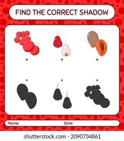 Find the correct shadows game with fruits. worksheet for preschool kids, kids activity sheet