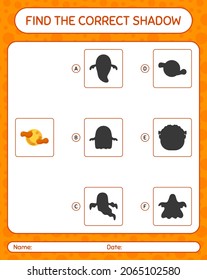 Find the correct shadows game with full moon. worksheet for preschool kids, kids activity sheet