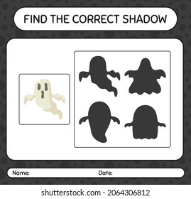 Find the correct shadows game with ghost. worksheet for preschool kids, kids activity sheet