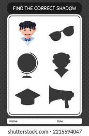 Find the correct shadows game with girl. worksheet for preschool kids, kids activity sheet