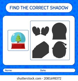 Find the correct shadows game with glass snow ball. worksheet for preschool kids, kids activity sheet