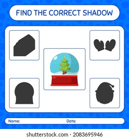 Encuentra el juego de sombras correcto con bola de nieve de vidrio. hoja de trabajo para niños de preescolar, hoja de actividades para niños