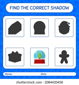Find the correct shadows game with glass snow ball. worksheet for preschool kids, kids activity sheet