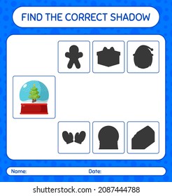 Find the correct shadows game with glass snow ball. worksheet for preschool kids, kids activity sheet