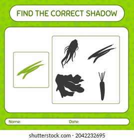 Find the correct shadows game with green bean. worksheet for preschool kids, kids activity sheet