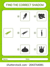Find the correct shadows game with green bean. worksheet for preschool kids, kids activity sheet