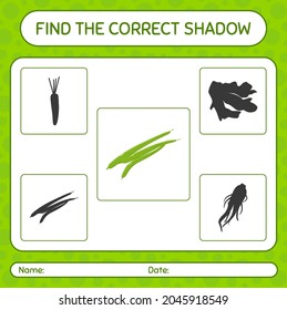 Find the correct shadows game with green bean. worksheet for preschool kids, kids activity sheet