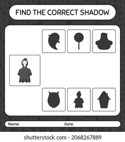 Find the correct shadows game with grim reaper. worksheet for preschool kids, kids activity sheet