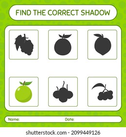 Find the correct shadows game with guava. worksheet for preschool kids, kids activity sheet