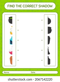 Find the correct shadows game with halloween icon. worksheet for preschool kids, kids activity sheet