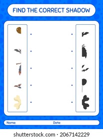 Find the correct shadows game with halloween icon. worksheet for preschool kids, kids activity sheet