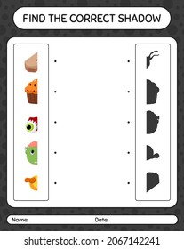 Find the correct shadows game with halloween icon. worksheet for preschool kids, kids activity sheet