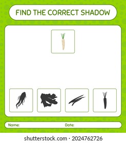 Find the correct shadows game with hamburg parsley. worksheet for preschool kids, kids activity sheet