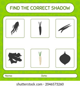 Find the correct shadows game with hamburg parsley. worksheet for preschool kids, kids activity sheet