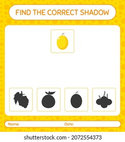 Find the correct shadows game with honeydew melon. worksheet for preschool kids, kids activity sheet