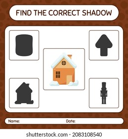 Find the correct shadows game with house. worksheet for preschool kids, kids activity sheet