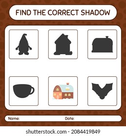 Find the correct shadows game with house. worksheet for preschool kids, kids activity sheet