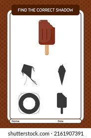 Find the correct shadows game with ice cream. worksheet for preschool kids, kids activity sheet