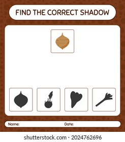 Find the correct shadows game with jicama. worksheet for preschool kids, kids activity sheet