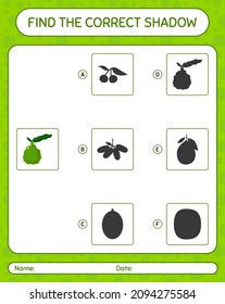 Find the correct shadows game with kaffir lime. worksheet for preschool kids, kids activity sheet