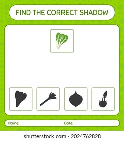Find the correct shadows game with komatsuna. worksheet for preschool kids, kids activity sheet