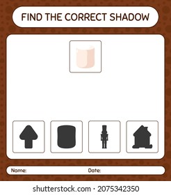 Find the correct shadows game with marshmallow. worksheet for preschool kids, kids activity sheet