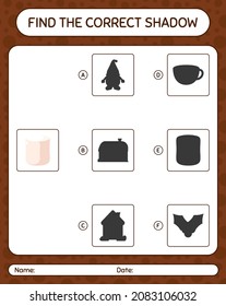 Find the correct shadows game with marshmallow. worksheet for preschool kids, kids activity sheet