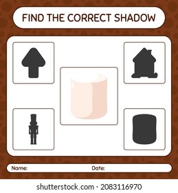 Find the correct shadows game with marshmallow. worksheet for preschool kids, kids activity sheet