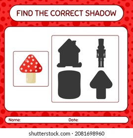 Encuentra el juego de sombras correcto con hongos. hoja de trabajo para niños de preescolar, hoja de actividades para niños