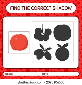 Find the correct shadows game with nectarine. worksheet for preschool kids, kids activity sheet