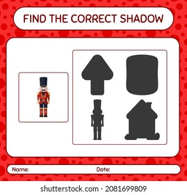 Find the correct shadows game with nutcracker. worksheet for preschool kids, kids activity sheet