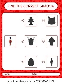 Find the correct shadows game with nutcracker. worksheet for preschool kids, kids activity sheet