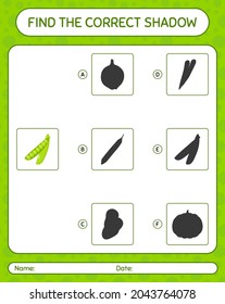 Find the correct shadows game with peas. worksheet for preschool kids, kids activity sheet