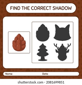 Encuentre el juego de sombras correcto con cono de pino. hoja de trabajo para niños de preescolar, hoja de actividades para niños