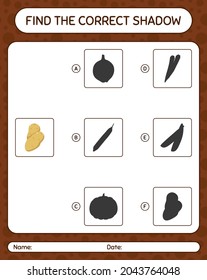 Find the correct shadows game with potato. worksheet for preschool kids, kids activity sheet