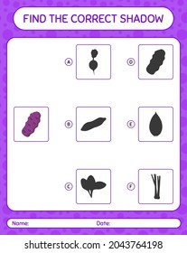 Find the correct shadows game with purple taewa. worksheet for preschool kids, kids activity sheet