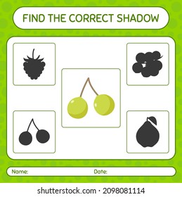 Find the correct shadows game with quenepa. worksheet for preschool kids, kids activity sheet