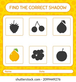 Find the correct shadows game with quince. worksheet for preschool kids, kids activity sheet