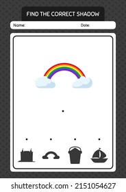 Find the correct shadows game with rainbow. worksheet for preschool kids, kids activity sheet