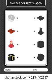 Finden Sie das richtige Schatten-Spiel mit dem ramadan-Symbol. Arbeitsblatt für Vorschulkinder, Kinderaktivität