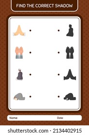 Encuentra el juego de sombras correcto con el icono de ramadán. hoja de trabajo para niños de preescolar, hoja de actividades para niños