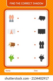 Find the correct shadows game with ramadan icon. worksheet for preschool kids, kids activity sheet