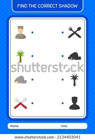 Find the correct shadows game with ramadan icon. worksheet for preschool kids, kids activity sheet