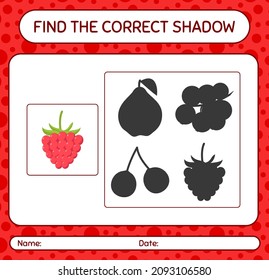 Find the correct shadows game with raspberry. worksheet for preschool kids, kids activity sheet