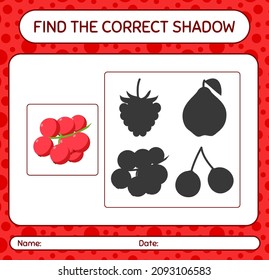 Find the correct shadows game with redberry. worksheet for preschool kids, kids activity sheet