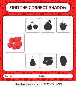 Find the correct shadows game with redberry. worksheet for preschool kids, kids activity sheet