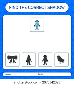 Find the correct shadows game with robot toy. worksheet for preschool kids, kids activity sheet